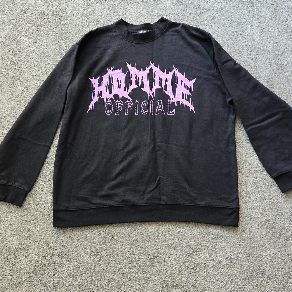 BoohooMAN Black Sweater Size Small HOMME Official Sweater Sweatshirt Purple